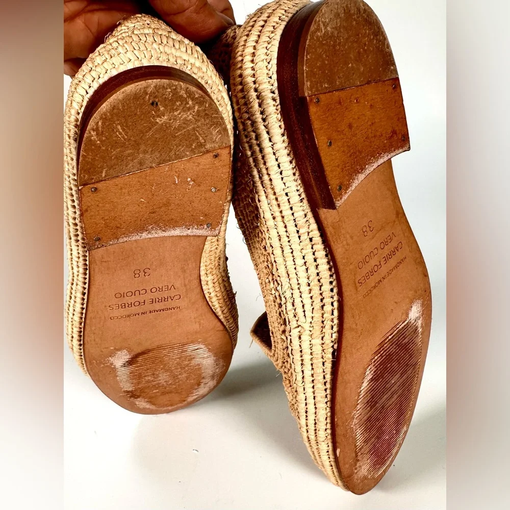 Carrie Forbes Raffia Women’s Loafers Morrocan Handmade. Size : EU 38 US 7.5